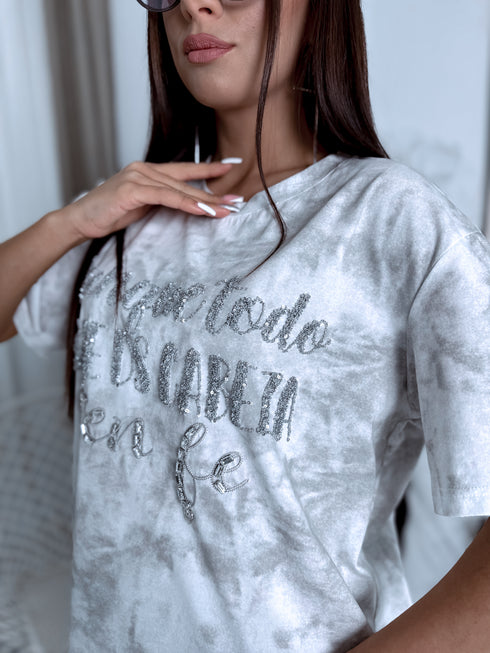 LIMITED T-krekls "CAN BE HAPPY" - BALTS AR PELĒKU